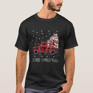 T-shirt Motif écossais buffle camion rouge Noël vintage ca