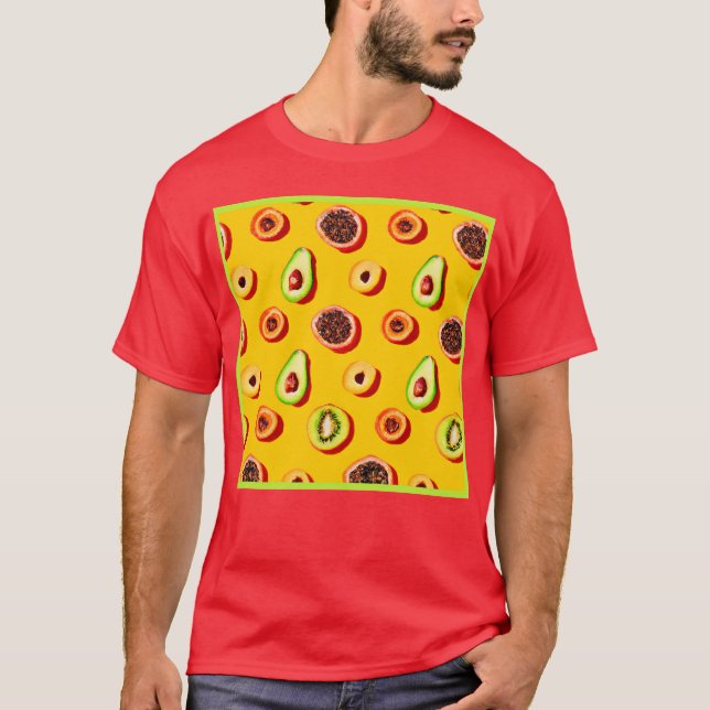 T-shirt Motif élégant à base de fruits néons (Devant)