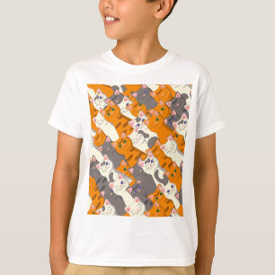 T-shirt Motif en diagonale du chat noir blanc gingembre