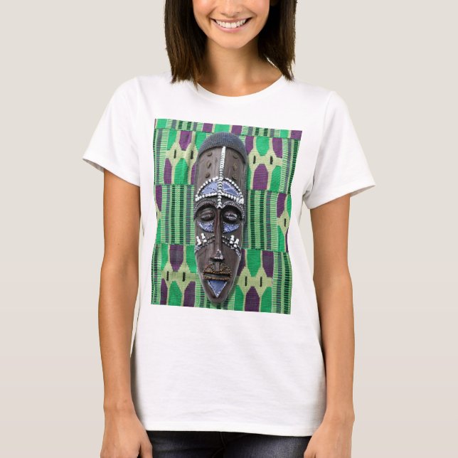 T-shirt Motif en tissu Kente, Masque Tribal Africa (Devant)