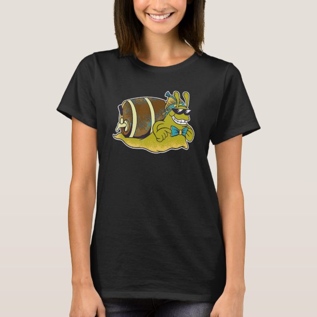 T-shirt Motif Escargot De Fête Avec Baril De Bière Et Cock (Devant)