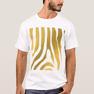 T-shirt Motif Faux Gold Zebra Print Stripes