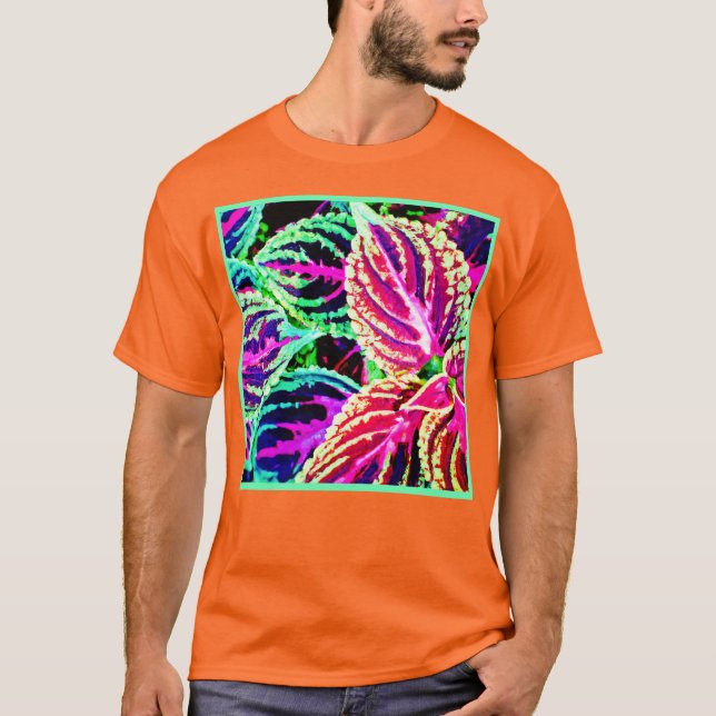 T-shirt Motif Feuille d'élégance colorée (Devant)
