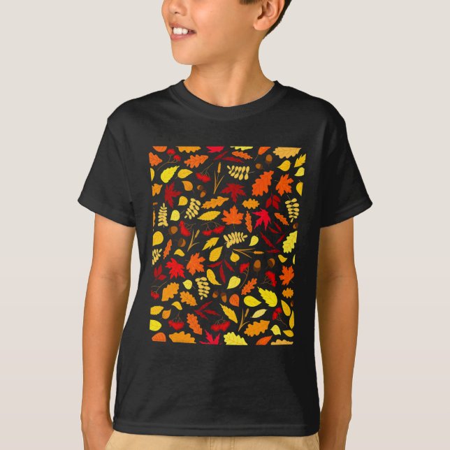 T-shirt Motif feuille Design Automne Acorns Blé (Devant)
