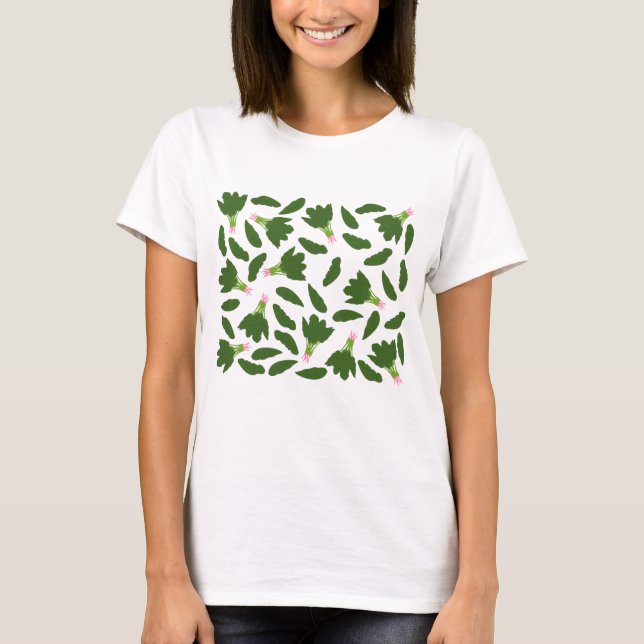 T-shirt Motif Feuille Green Spinach (Devant)