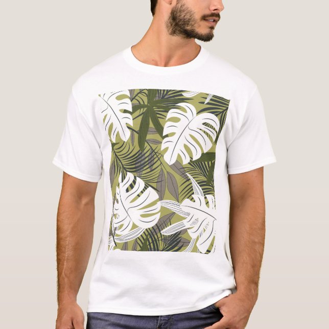 T-shirt Motif Feuille tropical dynamique (Devant)