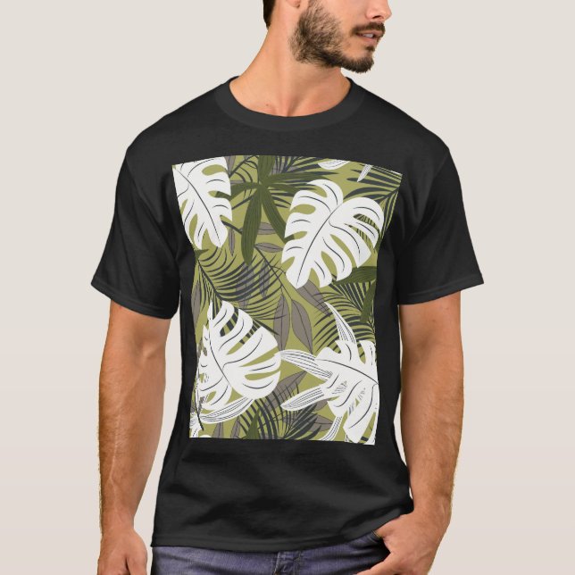 T-shirt Motif Feuille tropical dynamique (Devant)