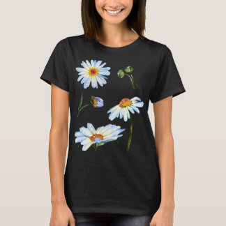T-shirt Motif Fleur Cute Daisy Pour Femmes Croquis Botaniq