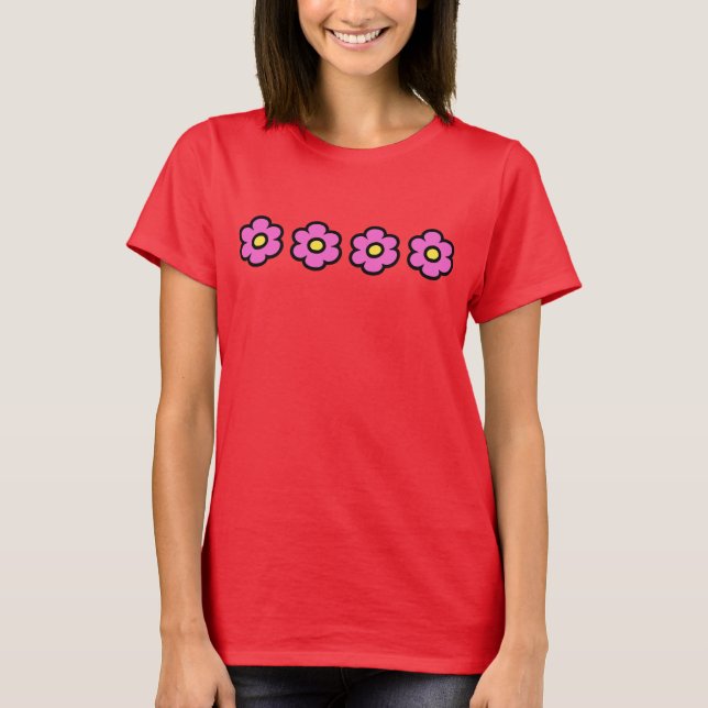 T-shirt Motif Fleur Rétro des Années 60 Fleurs (Devant)