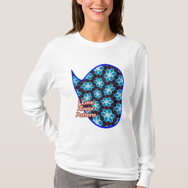 T-shirt Motif Fleurs bleues Abstraites (Devant)