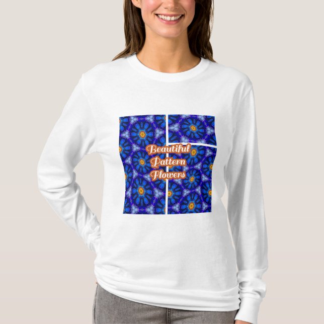 T-shirt Motif Fleurs bleues Abstraites (Devant)