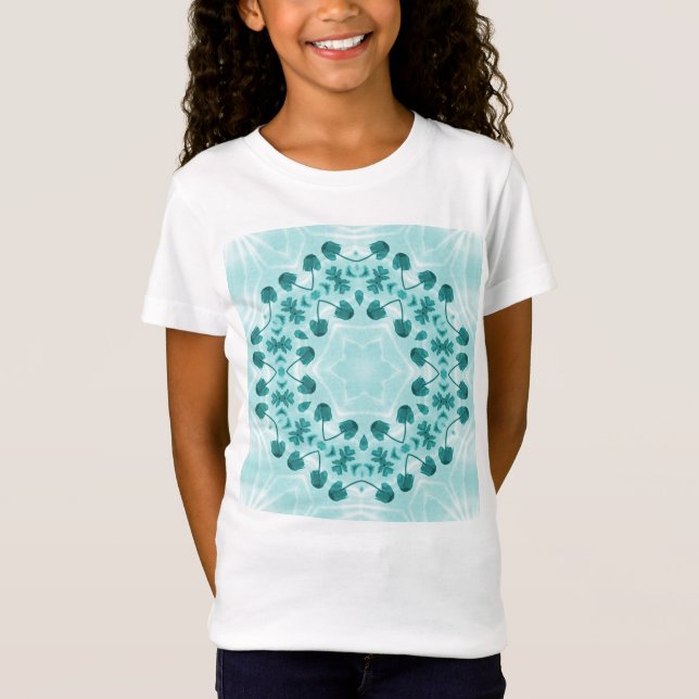 T-Shirt Motif floral, bleu Turquoise (Devant)