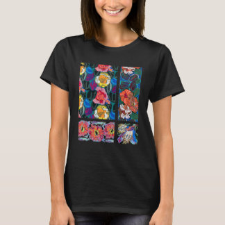 T-shirt Motif floral fleur abstrait géométrique vintage A