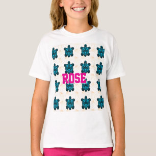 T-shirt Motif floral personnalisé de tortue tropicale sans