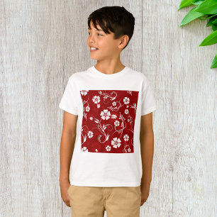 T-shirt Motif floral rouge et blanc