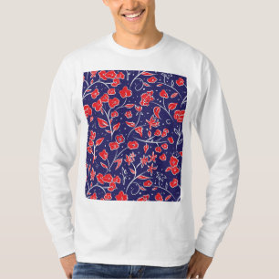 T-shirt Motif floral rouge et bleu