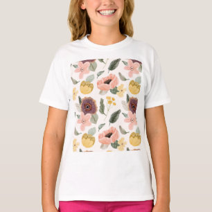 T-shirt Motif floral sans couture pastel à l'aquarelle   D