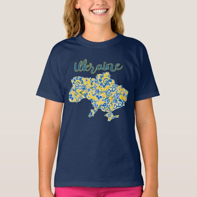 T-shirt Motif folklorique et typographie ukrainienne T-shi (Devant)