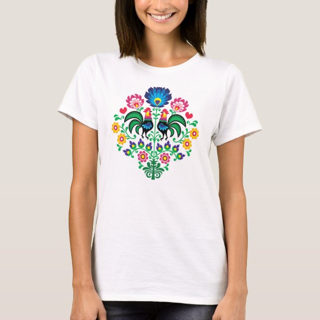 T-shirt Motif folklorique floral polonais traditionnel de (Devant)