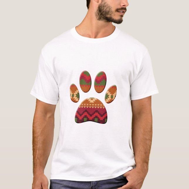 T-shirt Motif géométrique Aztec Empreinte de patte Art Dog (Devant)