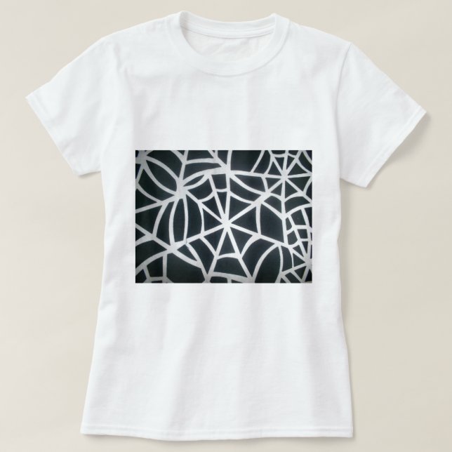 T-shirt Motif géométrique Gras noir et blanc Spider Web (Design devant)