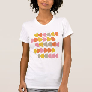 T-shirt Motif géométrique mignon en rose jaune et orange