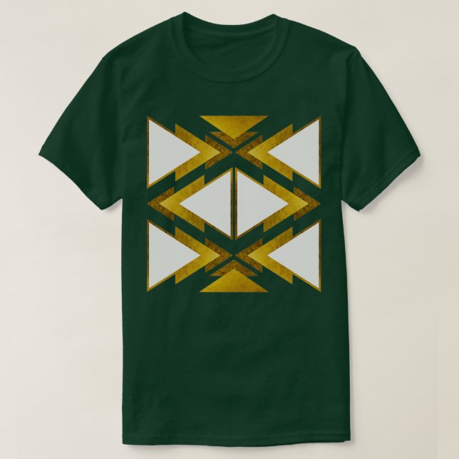 T-shirt Motif géométrique Or sur blanc (Design devant)