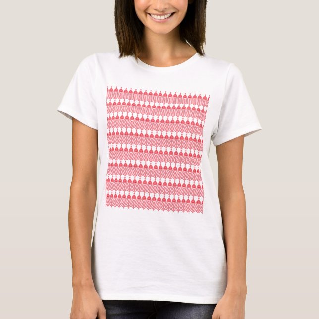 T-shirt Motif géométrique rouge et rose avec interlo (Devant)