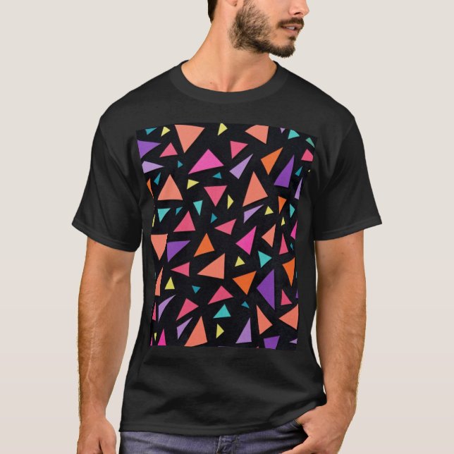 T-shirt Motif géométrique triangulaire multicolore (Devant)