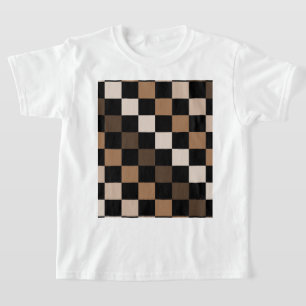 T-shirt Motif Gingham à carreaux marron noir