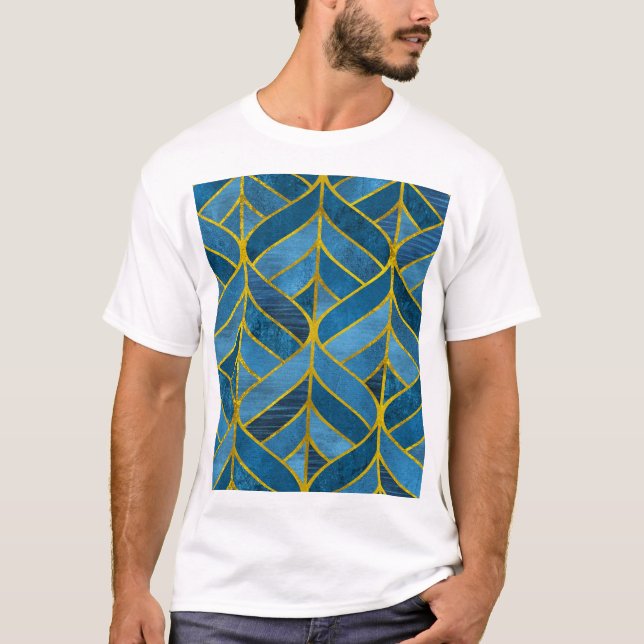 T-shirt Motif Gold Blue Grunge (Devant)