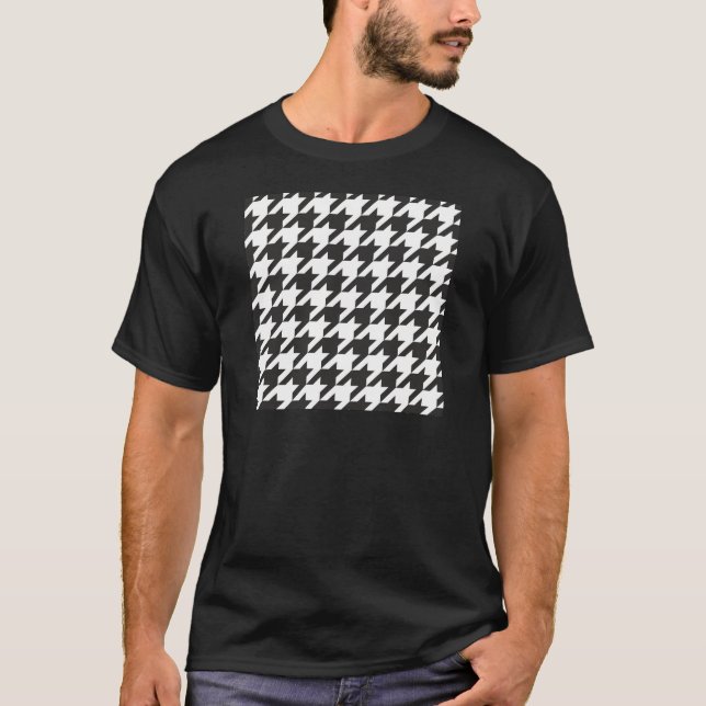 T-shirt Motif gris de pied-de-poule et noir et blanc sans (Devant)