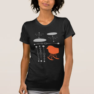 T-shirt Motif gris du milieu du siècle Silhouette
