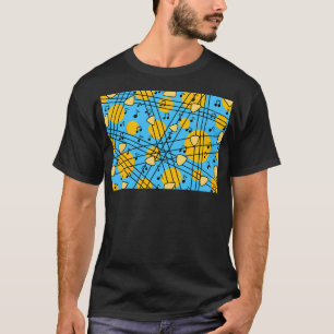 T-shirt Motif Guitare En Musique Jaune Et Bleue.