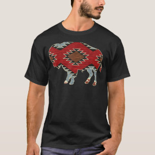 T-shirt Motif indien aztèque du sud-ouest, Arizona, buffle