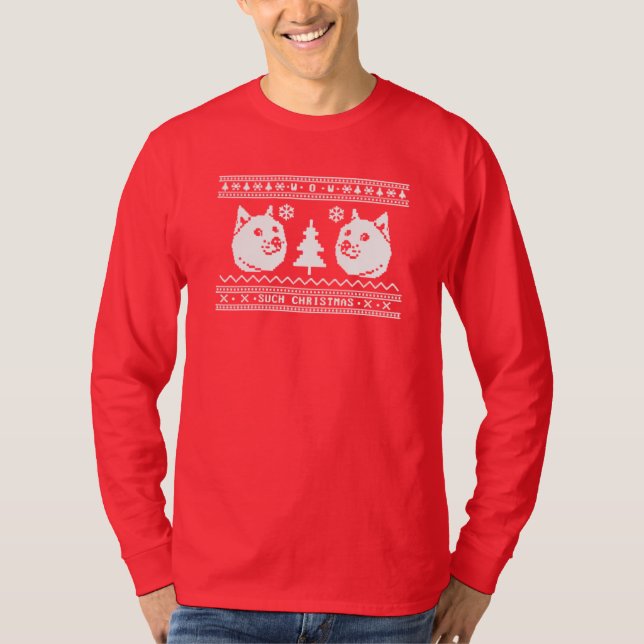T-SHIRT MOTIF LAID DE CHANDAIL DE NOËL DE DOGE (Devant)