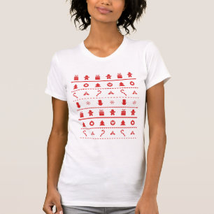 T-shirt Motif laid rouge blanc d'icônes de chandail de