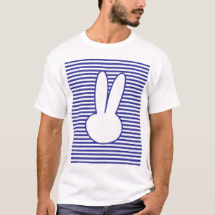 T-shirt Motif lapin blanc et rayures bleues