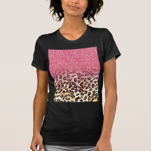 T-shirt Motif léopard de Parties scintillant rose Glam