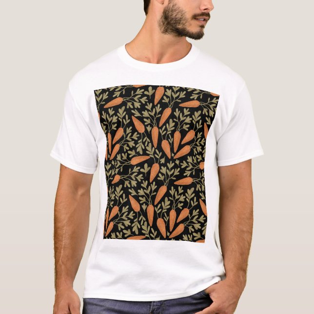 T-shirt Motif mignon à main de carottes (Devant)