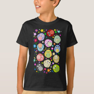 T-shirt Motif mignon de hiboux et de fleurs