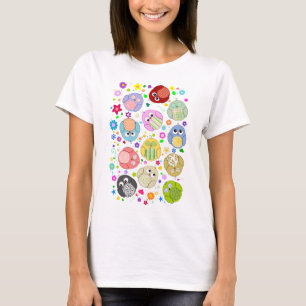 T-shirt Motif mignon de hiboux et de fleurs