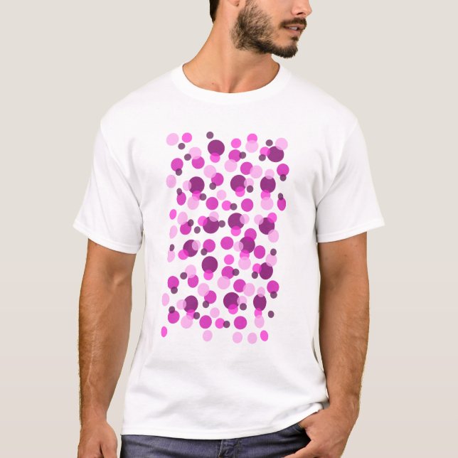 T-shirt Motif moderne tendance Pink et Purple Polka Dot (Devant)