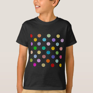 T-shirt Motif multicolore de visage d'arc-en-ciel