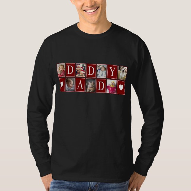T-shirt Motif multiphoto avec Daddy Text (Devant)