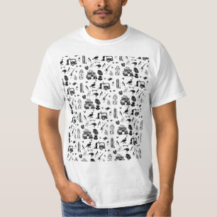 T-shirt Motif néo-zélandais noir et blanc