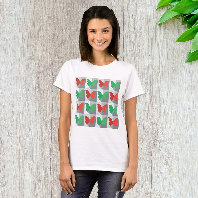 T-shirt Motif Papillon Rouge et Vert (Créateur téléchargé)