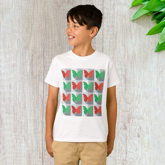 T-shirt Motif Papillon Rouge et Vert (Créateur téléchargé)