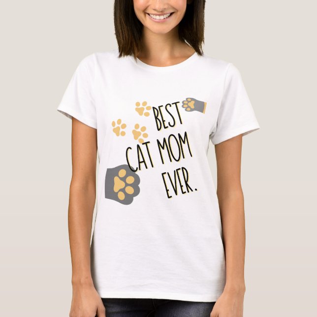 T-shirt Motif Paw Jaune Meilleur Chat Maman Jamais (Devant)