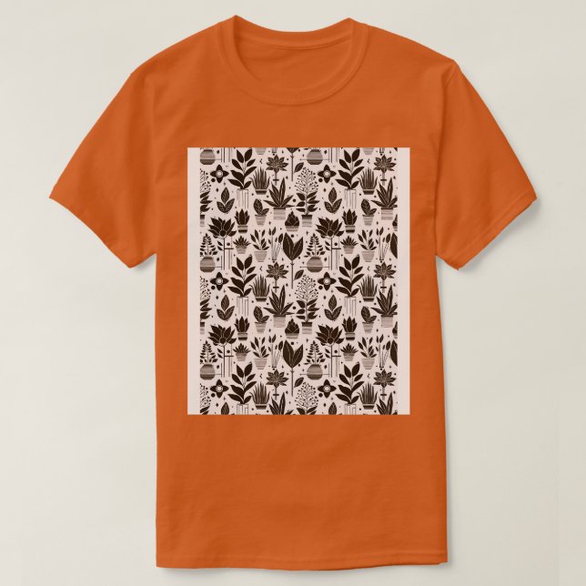 T-shirt Motif Plante Bauhaus Brown (Design devant)